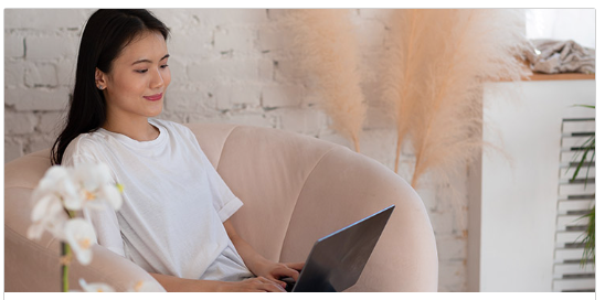 A woman relaxing at home