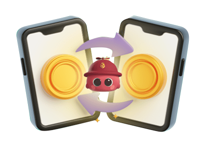 BPI Vestie with two phones with coins on them as rewards